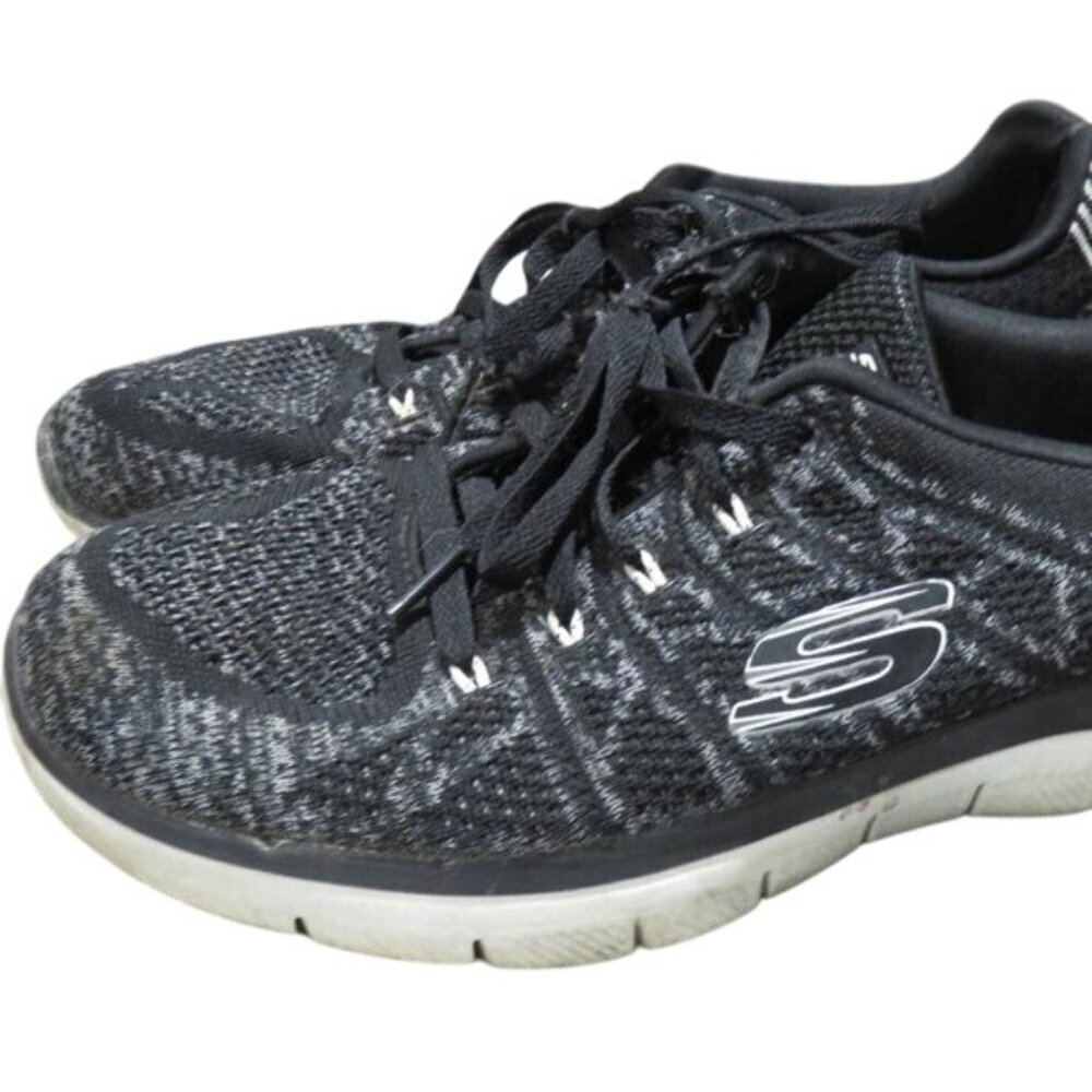 Skechers Synergy Switch Black Knit Running Shoes air cooled memory Foam